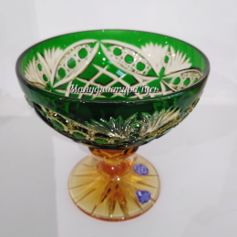 Хрустальная ваза для стола "Любава" пр.рис. янтарно-зеленая