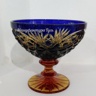 Хрустальная ваза для стола "Любава" пр.рис. янтарно-синий