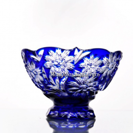 Хрустальная ваза для фруктов "Победа", мал., синяя