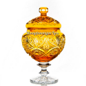 Хрустальная ваза для конфет с крышкой "Любава" пр. рис. оранжевая