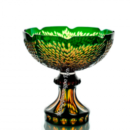 Хрустальная ваза для фруктов "Торжество" янтарно-зеленая