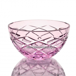 Хрустальная ваза для печенья "Серенада", рис. произвольный, цвет - эрбий (розовый)