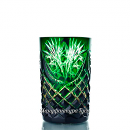Хрустальный стакан "Чайный" рис. "Фараон" цв.янтарно-зеленый