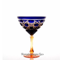 Хрустальный набор 2 бокалов для мартини пр. рис., цв.янтарно-синий