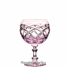 Хрустальный набор 6 бокалов для коньяка произ.рис. ,цв.розовый (эрбий)