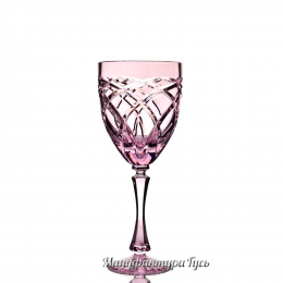 Хрустальный набор 6 бокалов для вина произ.рис. ,цв.розовый (эрбий)