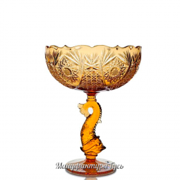 Хрустальная ваза для фруктов «Дракон» янтарный