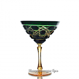 Хрустальный набор 2 бокалов для мартини пр. рис., цв.янтарно-зеленый