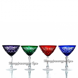 Хрустальный набор 4 бокалов для мартини "Лилия"в рисунке "Фараон" разноцвет