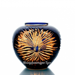 Хрустальная декоративная ваза "Богема" произвольный рисунок ,цвет: синий+янтарный