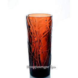 Хрустальная декоративная ваза "Лесная" янтарный цвет