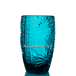 Хрустальная ваза для цветов "Пион", рис. произвольный, цвет - бирюзовый.