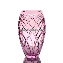 Хрустальная ваза для цветов "Астра" малая, рис. произвольный, цвет - розовый (эрбий)