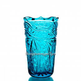 Хрустальная ваза для цветов "Василиса", рис. произвольный, цвет - бирюзовый.