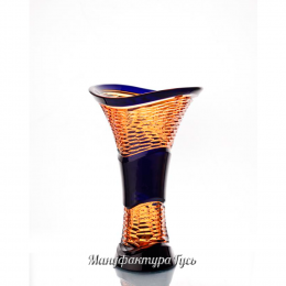 Хрустальная ваза для цветов "Серенада", цвет - янтарно-синяя