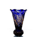 Хрустальная  ваза для цветов «Мелисса» янтарно-синяя