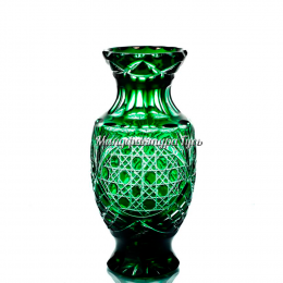 Хрустальная декоративная ваза "Рябинка" зелёная