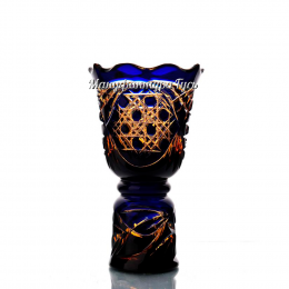 Хрустальная ваза для цветов "Звон" цв. янтарно-синий