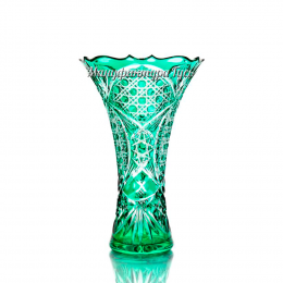 Хрустальная ваза для цветов "Лотос" зелёная