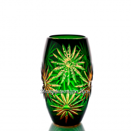Хрустальная ваза для цветов "Астра" средняя, произ.рис., цв.янтарно-зеленый
