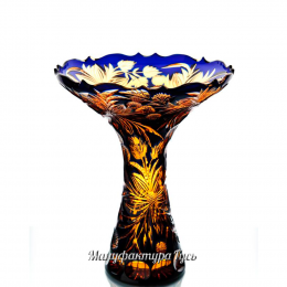Хрустальная ваза "Падающие лепестки" цв. Янтарно-синий