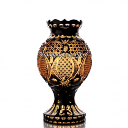 Хрустальная декоративная ваза «Каменный цветок»  цв. янтарно-черный