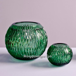 Хрустальная ваза для цветов "Разноцвет" малая с пр.рис. (зеленый полутон)