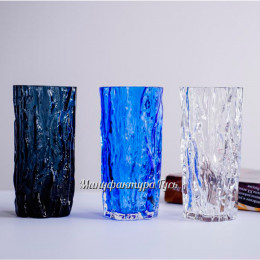 Хрустальная ваза для цветов "Кора" (синяя)