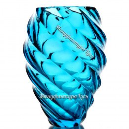 Хрустальная ваза для цветов "Карамель" цв.бирюзовый