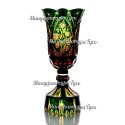 Хрустальная ваза для цветов "Салют" цв. янтарно-зеленый