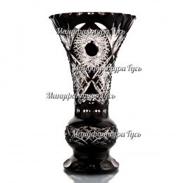 Хрустальная ваза для цветов "Тюльпан" большая ,цв.черный