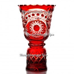 Хрустальная ваза "Звон" цв. бесцветно-красный