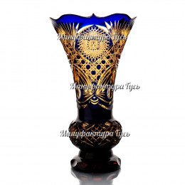 Хрустальная ваза "Тюльпан" цв.янтарно-синий