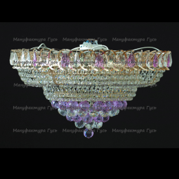 Люстра хрустальная Кольцо + пирамида шар  40 мм фиолетовая