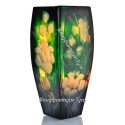 Хрустальная  ваза для цветов «Марта» с гравировкой цв.зеленый