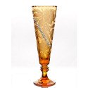 Хрустальная  ваза для цветов «Глория» с гравировкой, цв.янтарный