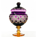 Хрустальная ваза для конфет «Любава» с янтарной ножкой, цв.фиолетовый