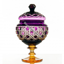 Хрустальная ваза для конфет «Любава» на ножке,цв.фиолетовый