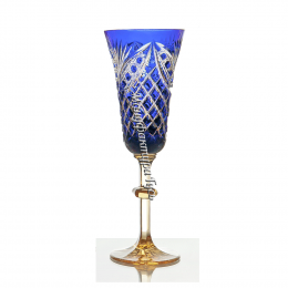 Хрустальный набор бокалов «Фараон» с янтарной ножкой цв. синий