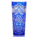 Хрустальная ваза для цветов "Слива" цв.синий+бесцветный