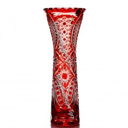 Хрустальная ваза для цветов "Гейзер" рис. «Произвольный» цв.красный