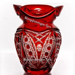 Хрустальная ваза для цветов «Маки» цв.красный