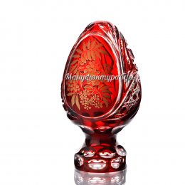 Хрустальное декоративное изделие «Яйцо» среднее с живописью,цв. красный