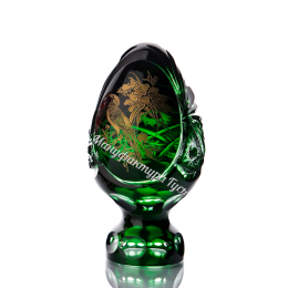 Хрустальное декоративное изделие «Яйцо» среднее с живописью,цв. зеленый