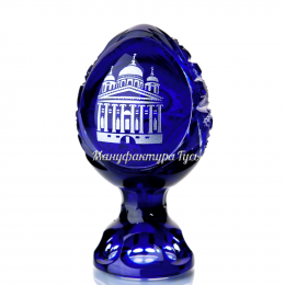 Хрустальное декоративное изделие «Яйцо» среднее с живописью,цв. синий