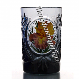 Хрустальный стакан с живописью цв.полутон черный