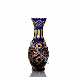 Хрустальная ваза для цветов «Надежда» малая ,цв.янтарно-синий