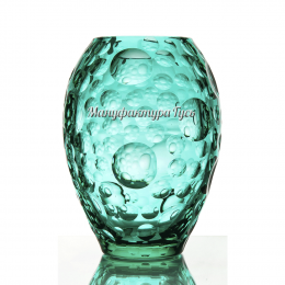 Хрустальная ваза для цветов "Карамель" рис. "Пузырьки" цв. бирюзовый